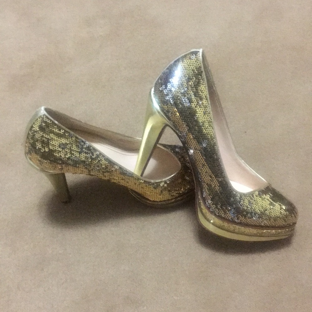 Gold Sequined Pumps - image 2